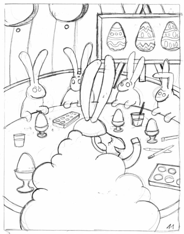 Skizze vom Schaf in der Osterhasenschule