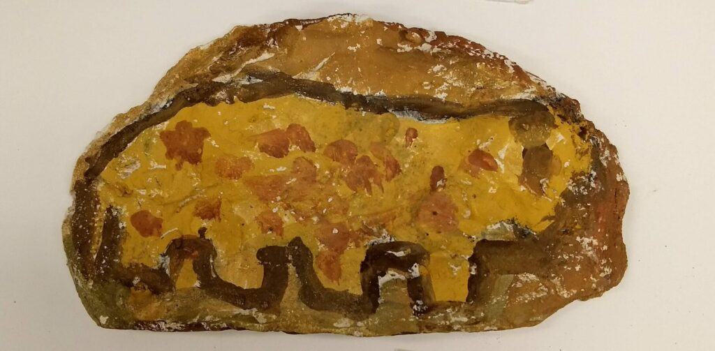 Urzeit Tier mit Eitempera