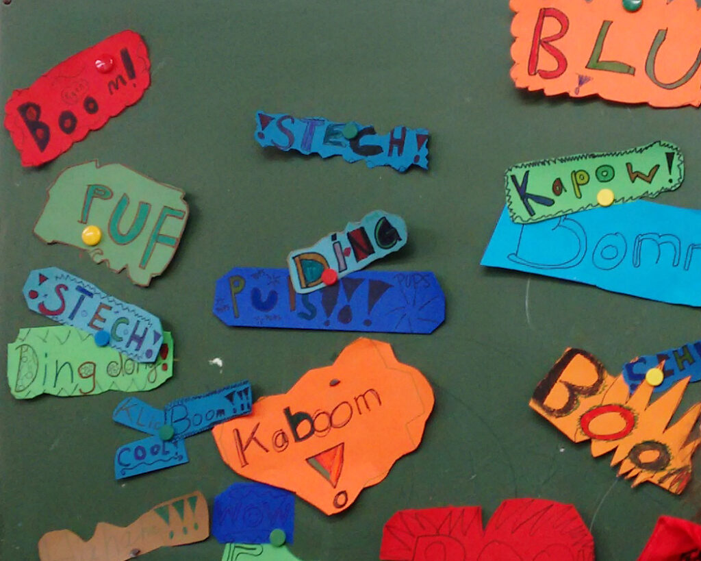 Comic Soundwords - Sammlung an der Klassentafel